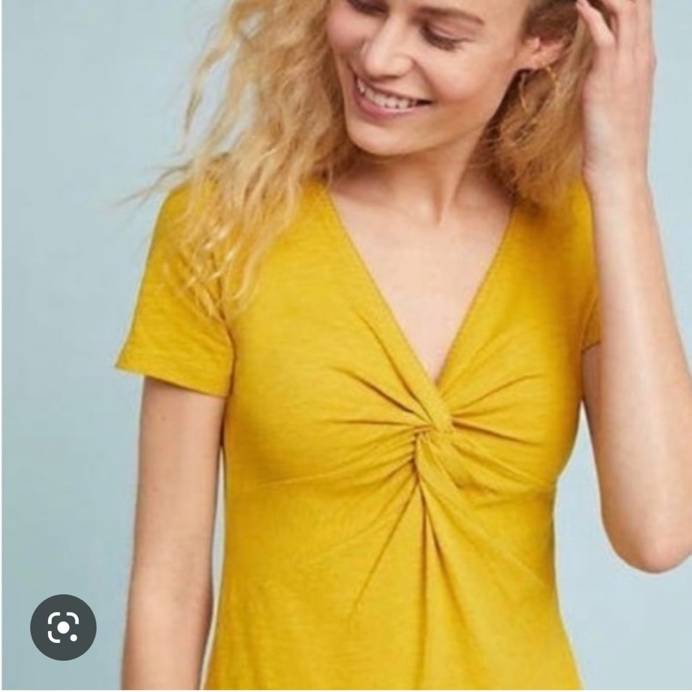 Anthropologie twist-front t-shirt with decorative stitching